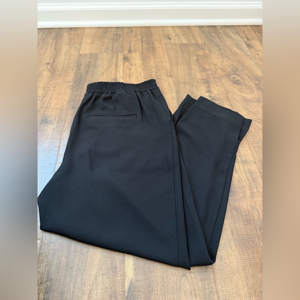 Anthropologie black elastic waist straight leg pants size small